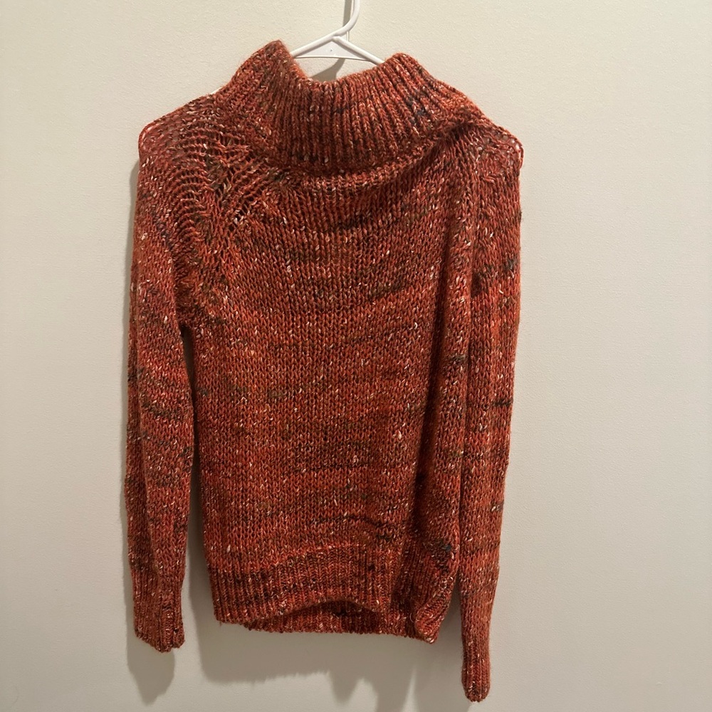 Moth Orange Cowl Neck Sweater Chunky Knit Cozy